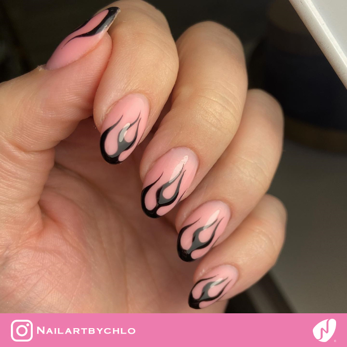 Flame Negative Space Nails